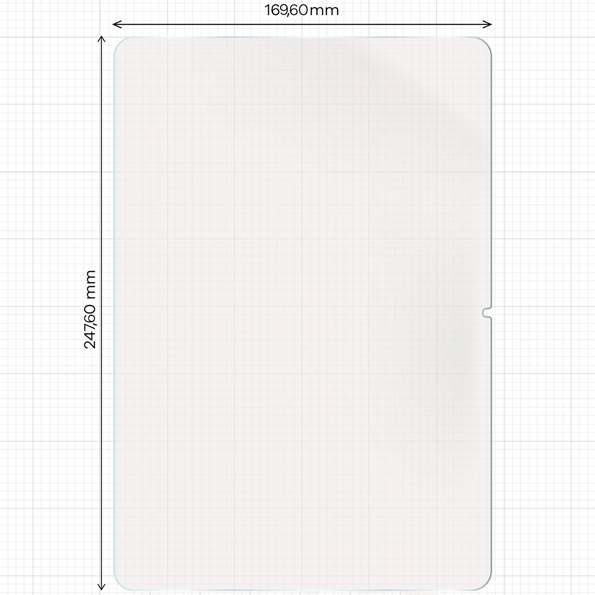 Miarka z wymiarami folii matowej Bizon Tab Film Sun Duo do Xiaomi Pad 7 / 7 Pro